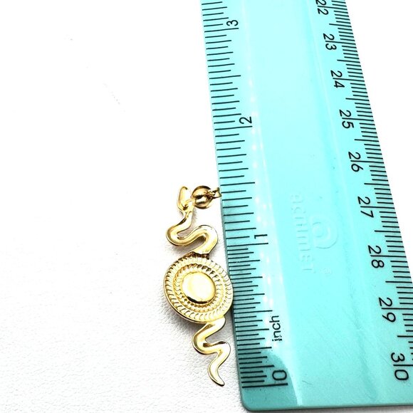 Womens Snake Earrings Pierced Gold Plated Blue Lapis Lazuli Gemstone Chandelier - Picture 3 of 7